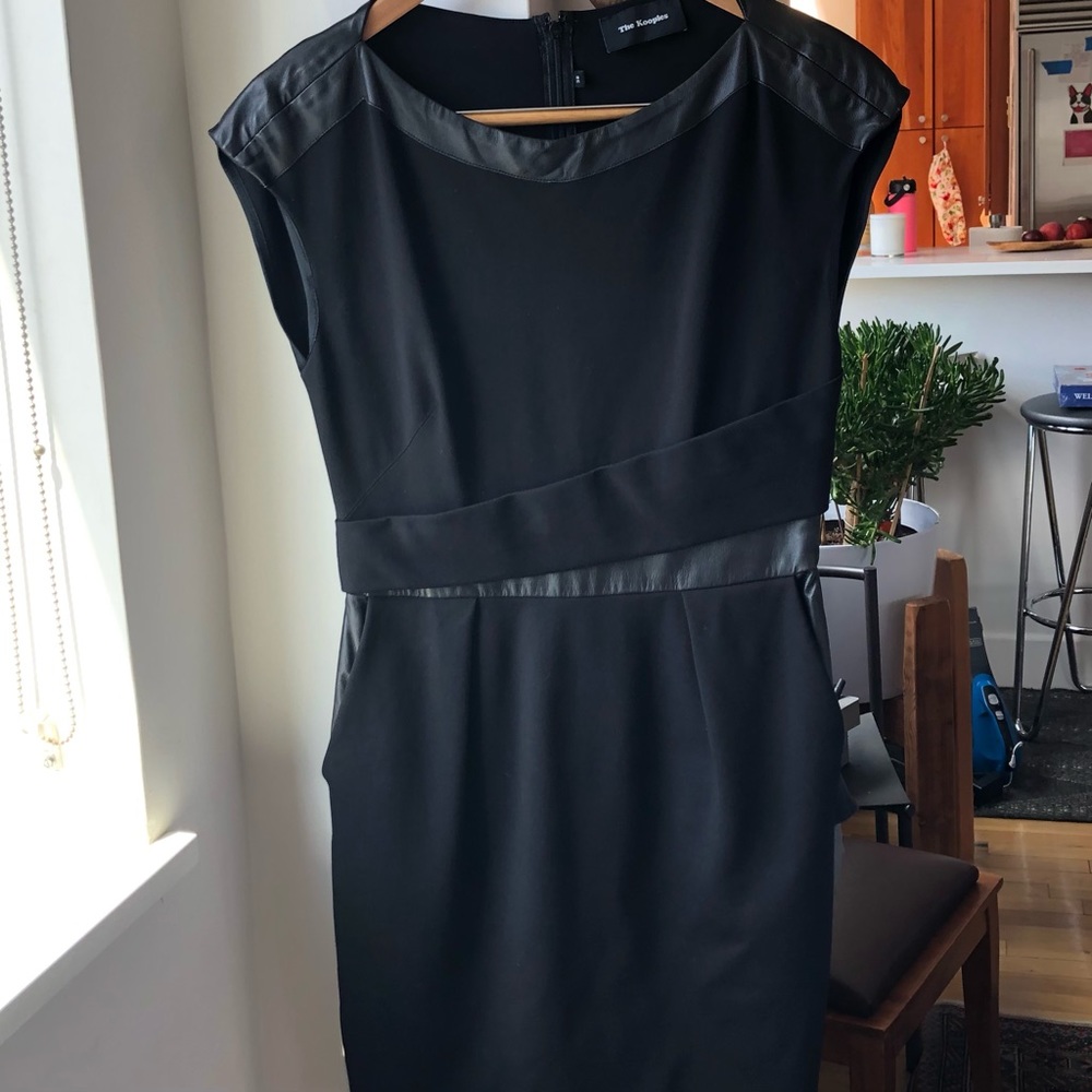 The Kooples Black Dress with Leather Trim